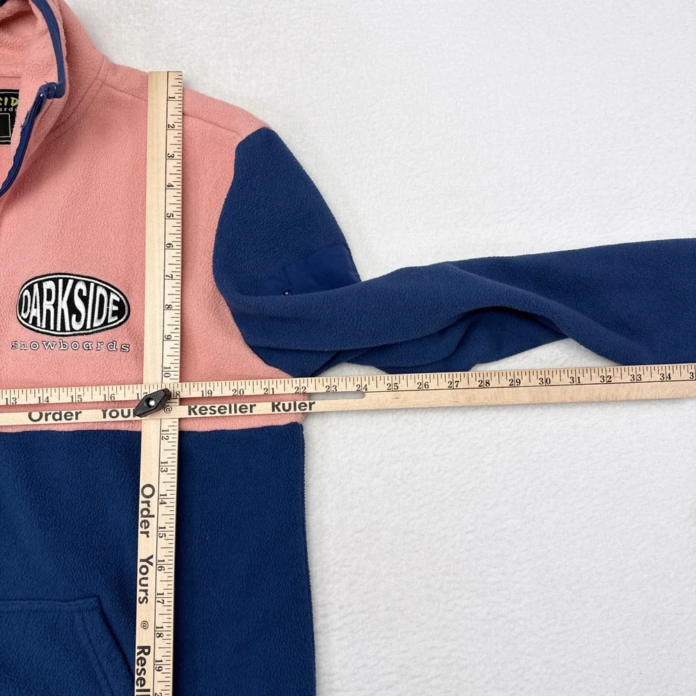 Darkside Snowboards Sweater Mens Size Medium Fleece 1/4‎ Zip Pullover Pink Blue